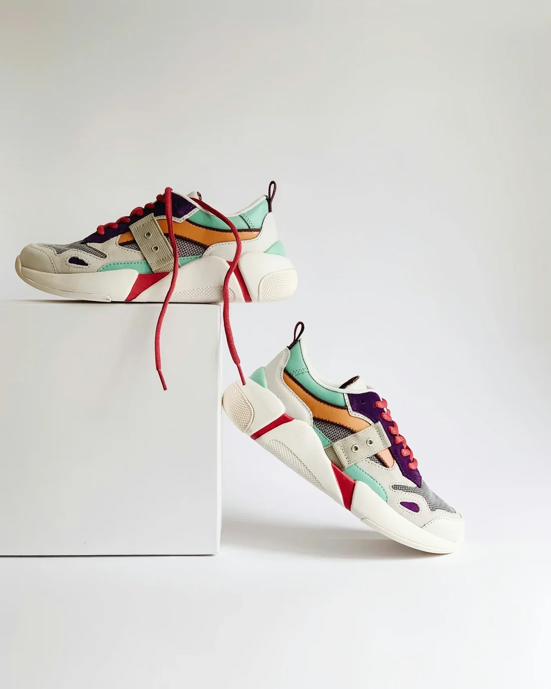 Sneaker đế dày phối nhiều màu