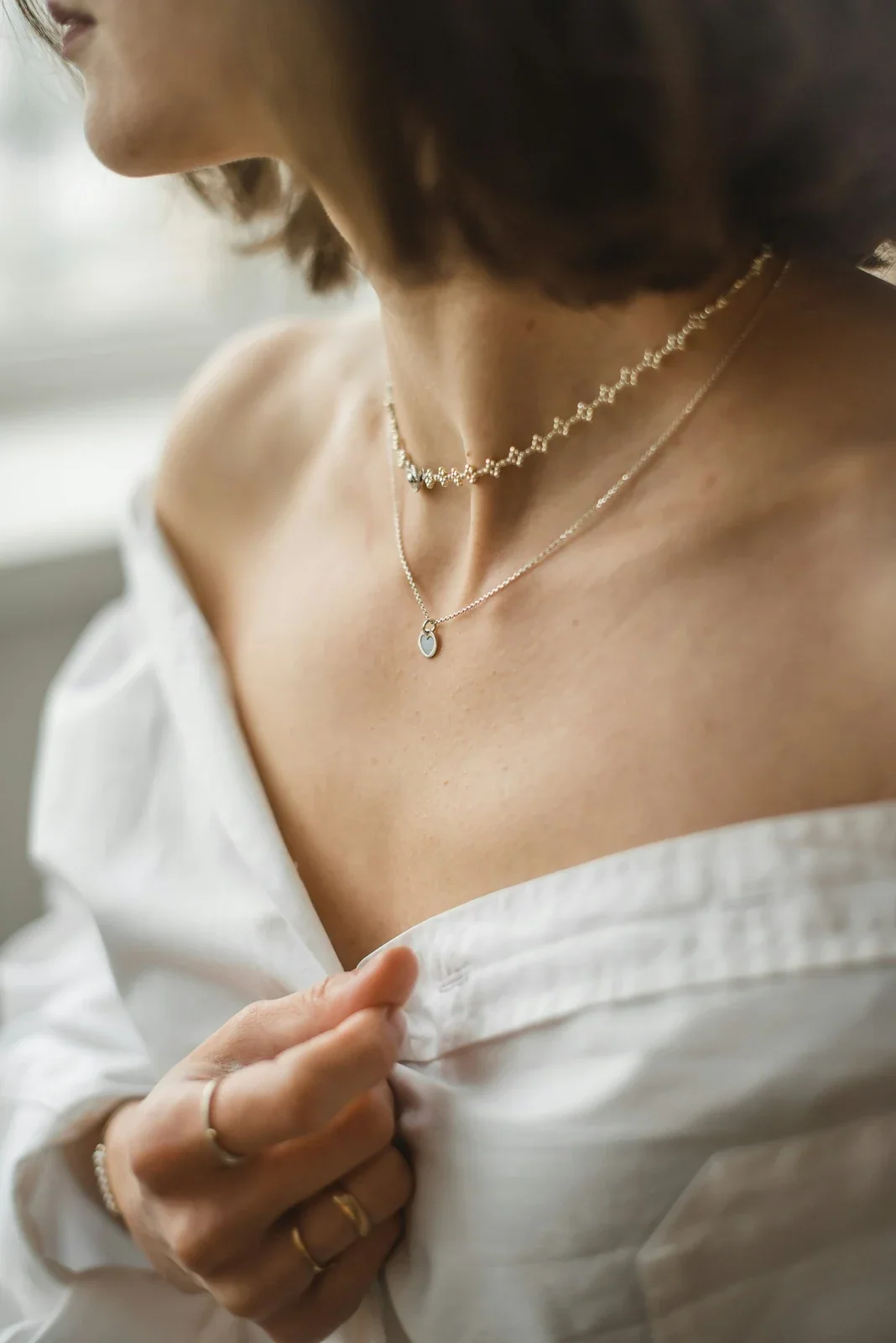 Dây chuyền mảnh mặt đá giọt nước