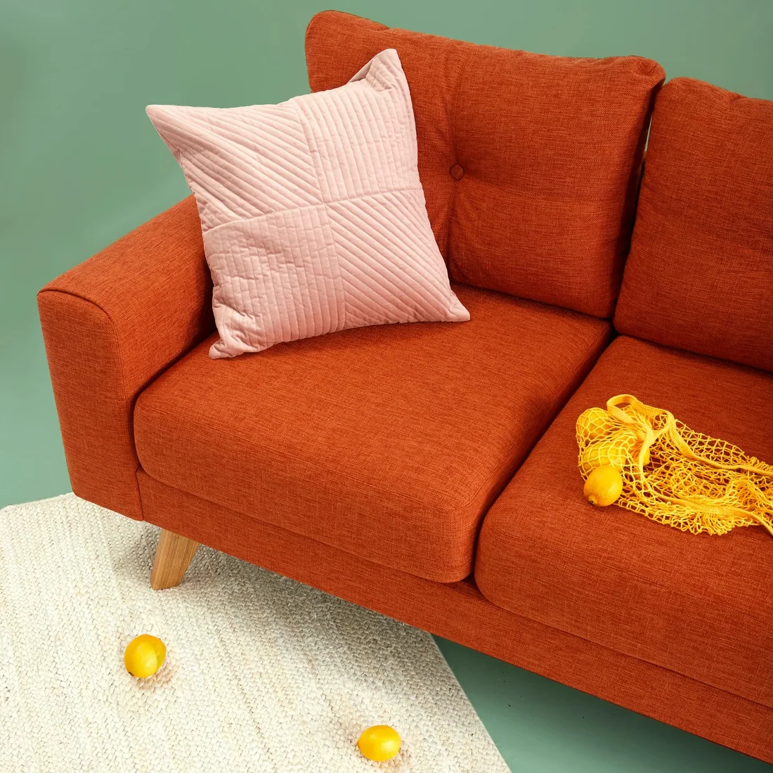 Sofa 2 chỗ màu cam đất