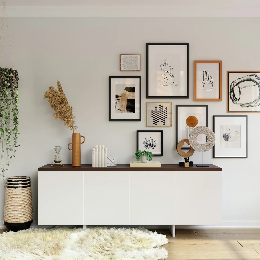 Tủ kệ thấp 3 cánh cho phòng khách