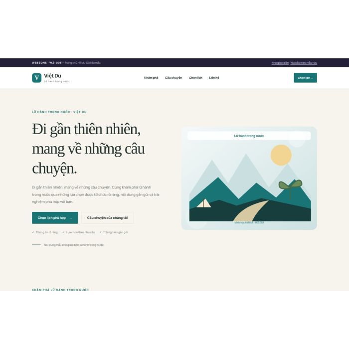 Ảnh chụp Giao diện HTML lữ hành trong nước — Thanh lịch | WZ-003