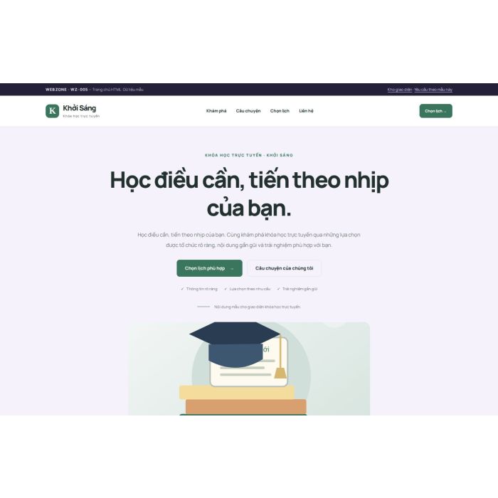 Ảnh chụp Giao diện HTML khóa học trực tuyến — Tập trung chuyển đổi | WZ-005