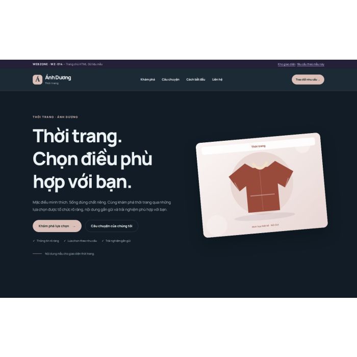 Ảnh chụp Giao diện HTML thời trang — Nổi bật | WZ-014