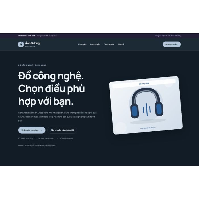 Ảnh chụp Giao diện HTML đồ công nghệ — Nổi bật | WZ-018