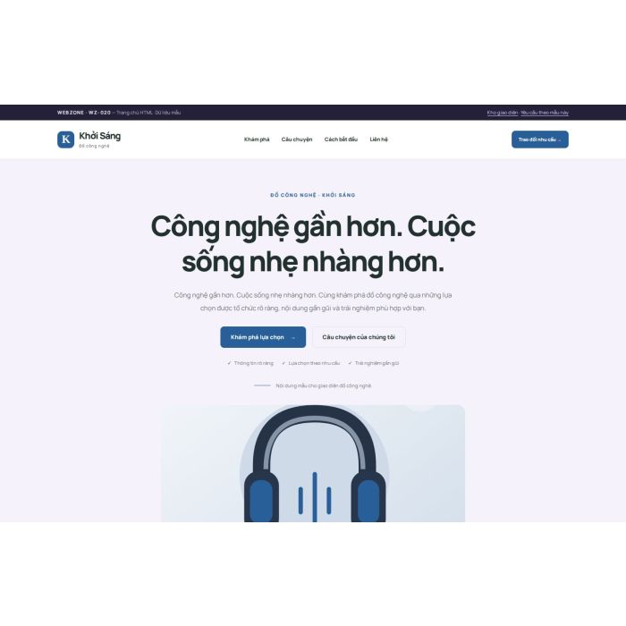 Ảnh chụp Giao diện HTML đồ công nghệ — Tập trung chuyển đổi | WZ-020
