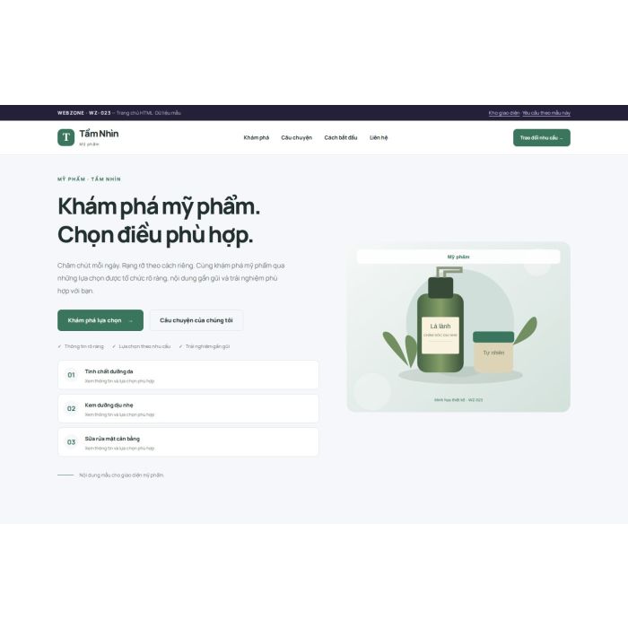 Ảnh chụp Giao diện HTML mỹ phẩm — Trưng bày | WZ-023