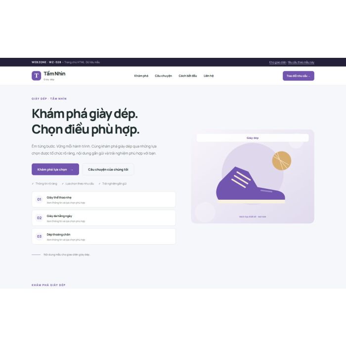 Ảnh chụp Giao diện HTML giày dép — Trưng bày | WZ-028