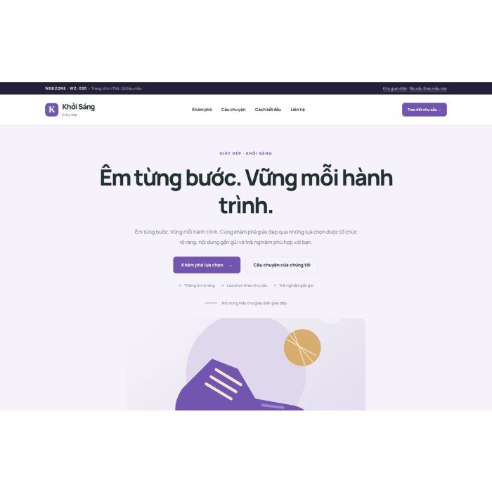 Ảnh chụp Giao diện HTML giày dép — Tập trung chuyển đổi | WZ-030