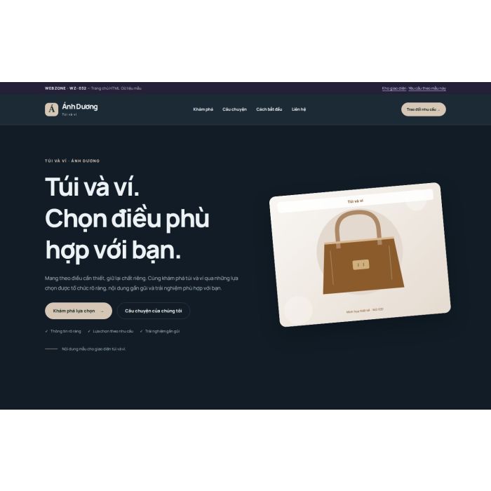 Ảnh chụp Giao diện HTML túi và ví — Nổi bật | WZ-032