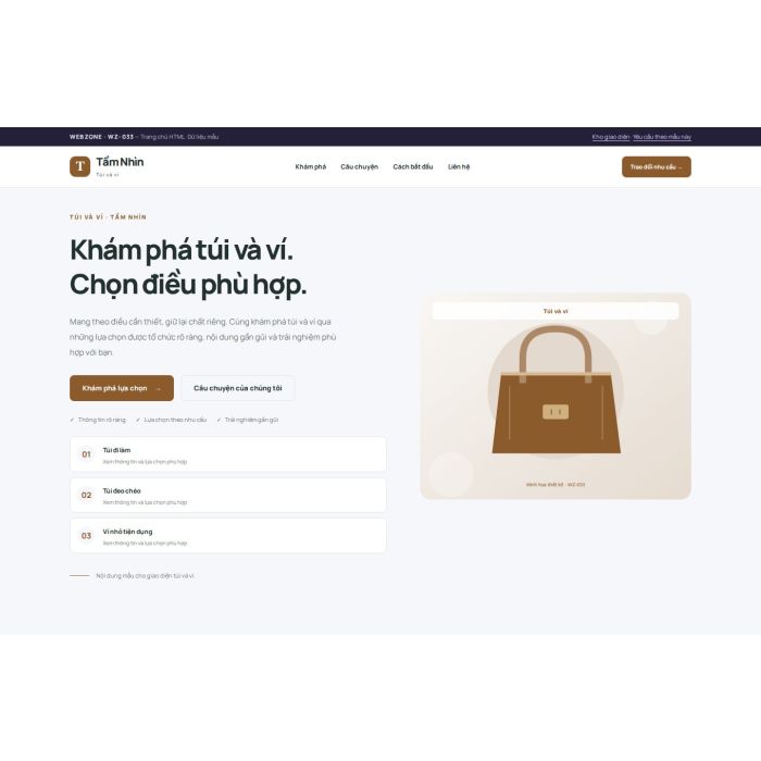 Ảnh chụp Giao diện HTML túi và ví — Trưng bày | WZ-033