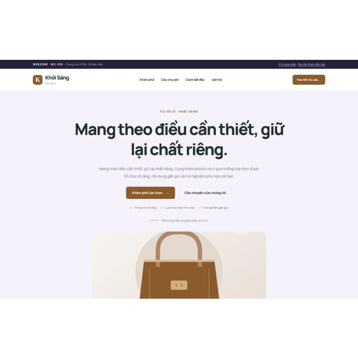 Ảnh chụp Giao diện HTML túi và ví — Tập trung chuyển đổi | WZ-035