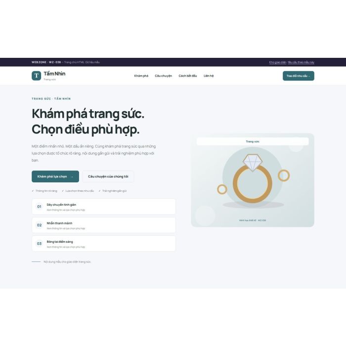 Ảnh chụp Giao diện HTML trang sức — Trưng bày | WZ-038