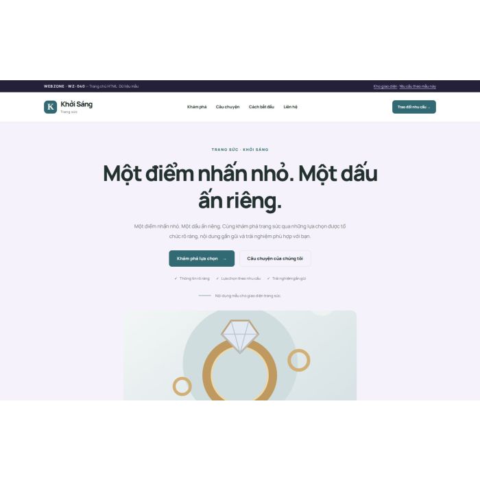 Ảnh chụp Giao diện HTML trang sức — Tập trung chuyển đổi | WZ-040