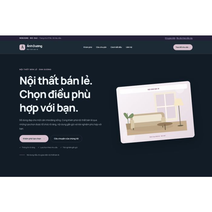 Ảnh chụp Giao diện HTML nội thất bán lẻ — Nổi bật | WZ-042