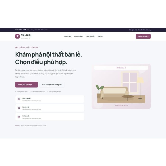 Ảnh chụp Giao diện HTML nội thất bán lẻ — Trưng bày | WZ-043