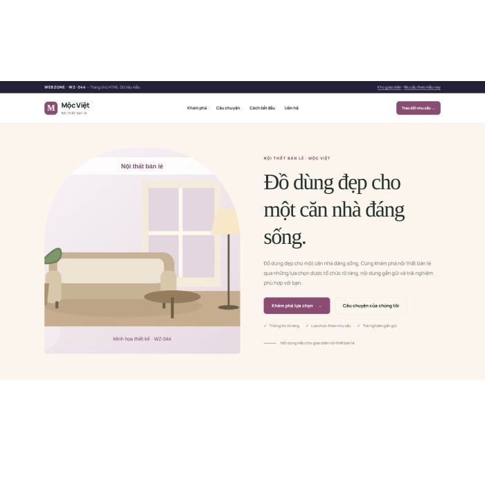 Ảnh chụp Giao diện HTML nội thất bán lẻ — Kể chuyện | WZ-044