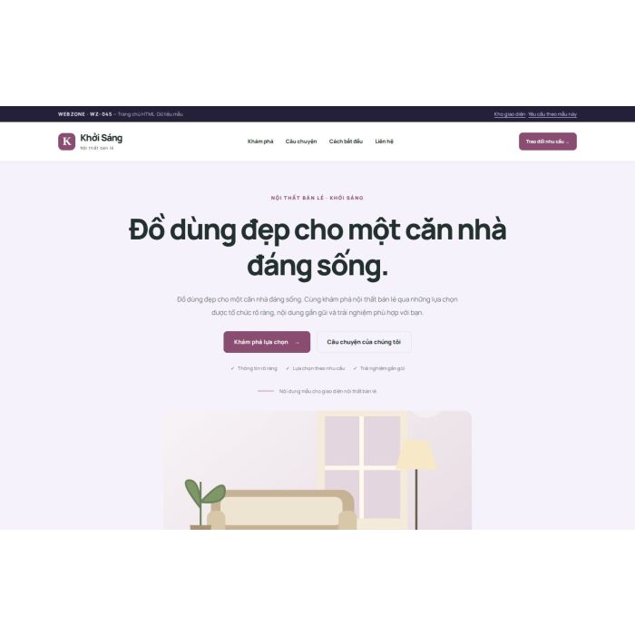 Ảnh chụp Giao diện HTML nội thất bán lẻ — Tập trung chuyển đổi | WZ-045