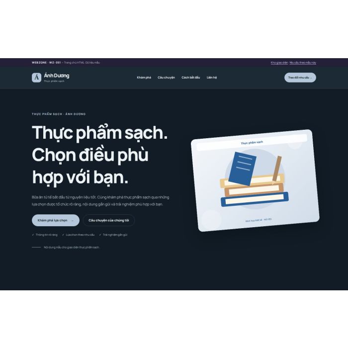 Ảnh chụp Giao diện HTML thực phẩm sạch — Nổi bật | WZ-051
