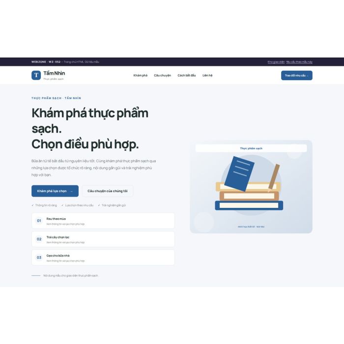 Ảnh chụp Giao diện HTML thực phẩm sạch — Trưng bày | WZ-052