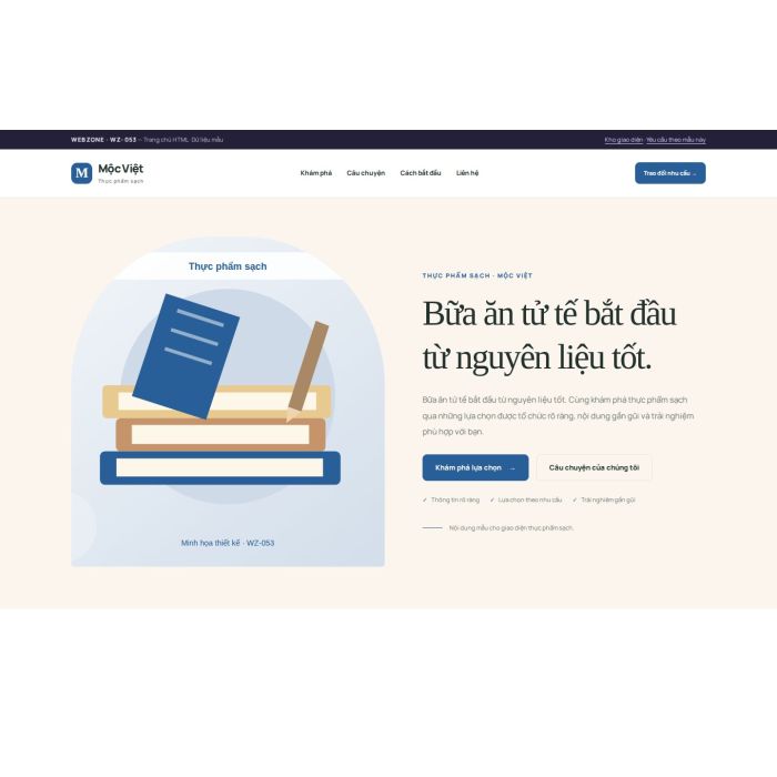 Ảnh chụp Giao diện HTML thực phẩm sạch — Kể chuyện | WZ-053