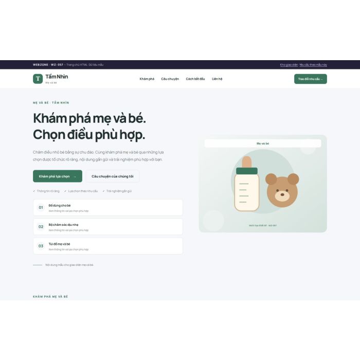 Ảnh chụp Giao diện HTML mẹ và bé — Trưng bày | WZ-057