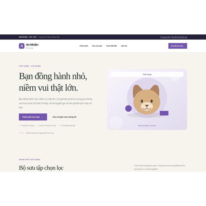 Ảnh chụp Giao diện HTML thú cưng — Thanh lịch | WZ-060