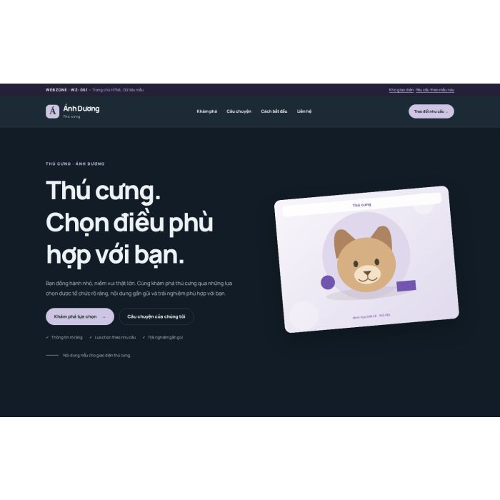 Ảnh chụp Giao diện HTML thú cưng — Nổi bật | WZ-061