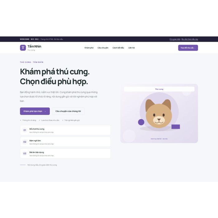 Ảnh chụp Giao diện HTML thú cưng — Trưng bày | WZ-062