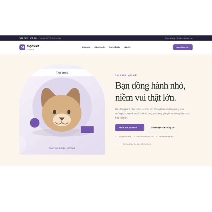 Ảnh chụp Giao diện HTML thú cưng — Kể chuyện | WZ-063
