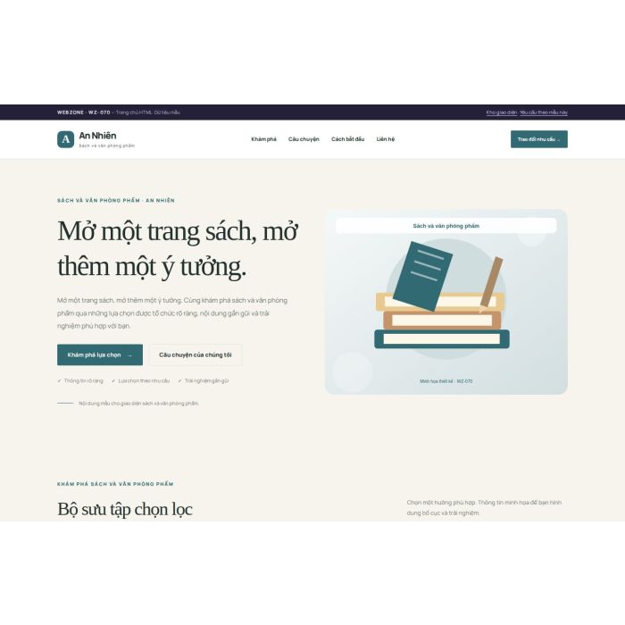 Ảnh chụp Giao diện HTML sách và văn phòng phẩm — Thanh lịch | WZ-070