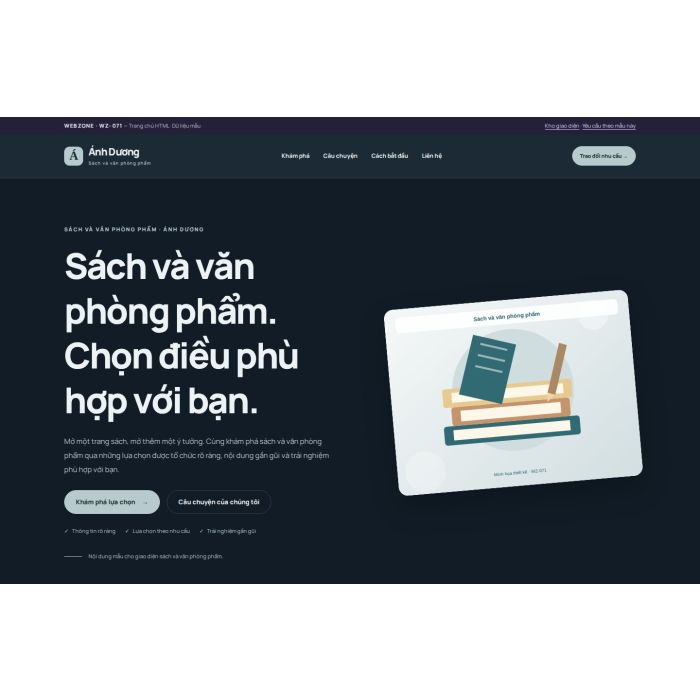 Ảnh chụp Giao diện HTML sách và văn phòng phẩm — Nổi bật | WZ-071