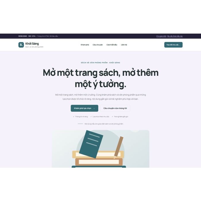 Ảnh chụp Giao diện HTML sách và văn phòng phẩm — Tập trung chuyển đổi | WZ-074