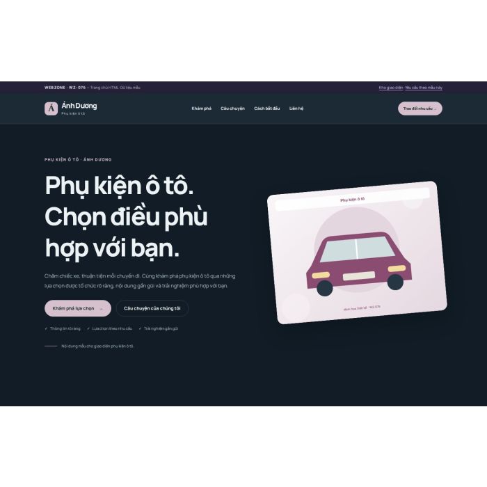 Ảnh chụp Giao diện HTML phụ kiện ô tô — Nổi bật | WZ-076