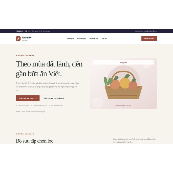 Ảnh chụp Giao diện HTML nông sản — Thanh lịch | WZ-080