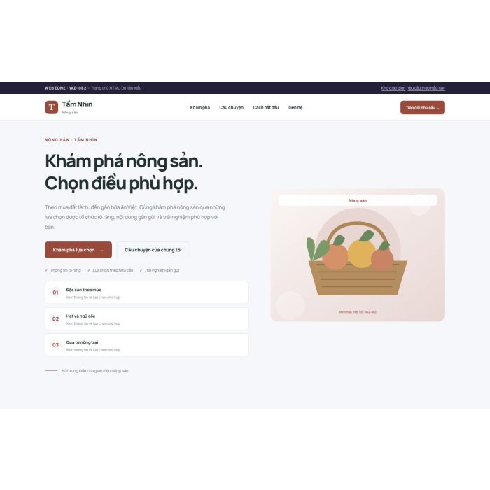 Ảnh chụp Giao diện HTML nông sản — Trưng bày | WZ-082