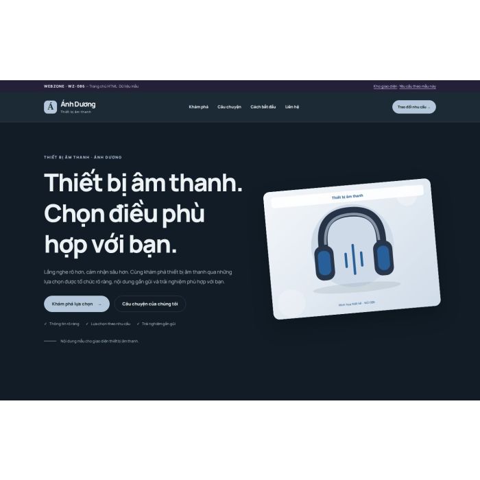 Ảnh chụp Giao diện HTML thiết bị âm thanh — Nổi bật | WZ-086