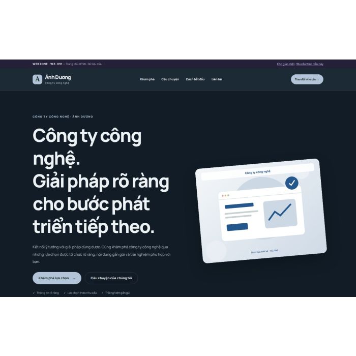Ảnh chụp Giao diện HTML công ty công nghệ — Nổi bật | WZ-091