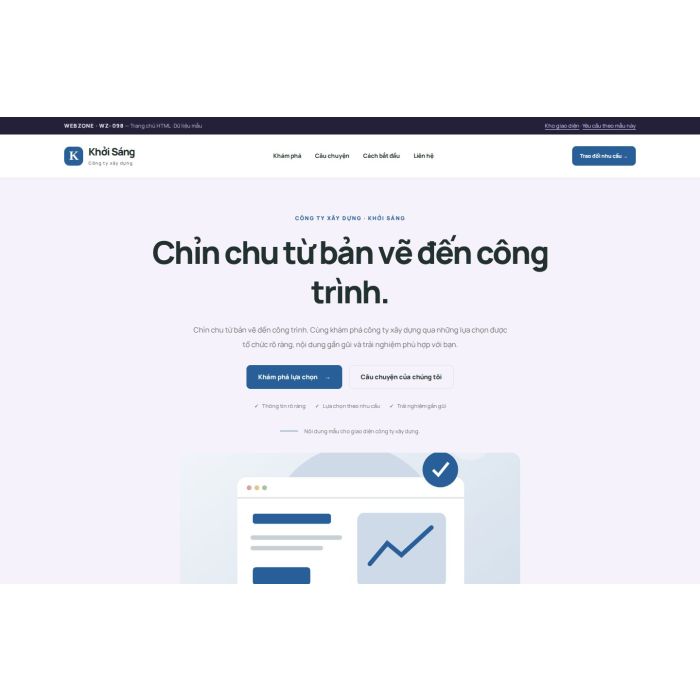 Ảnh chụp Giao diện HTML công ty xây dựng — Tập trung chuyển đổi | WZ-098