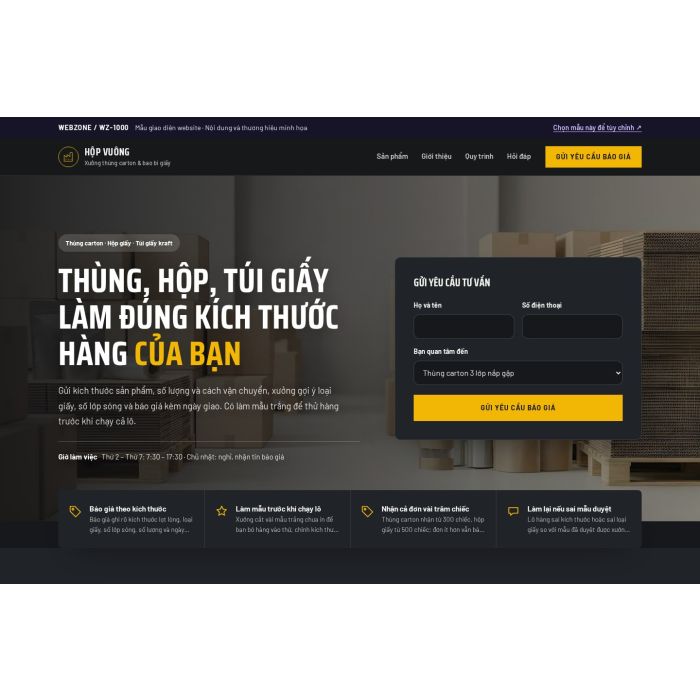 Ảnh chụp Mẫu giao diện xưởng bao bì giấy — Tập trung chuyển đổi | WZ-1000