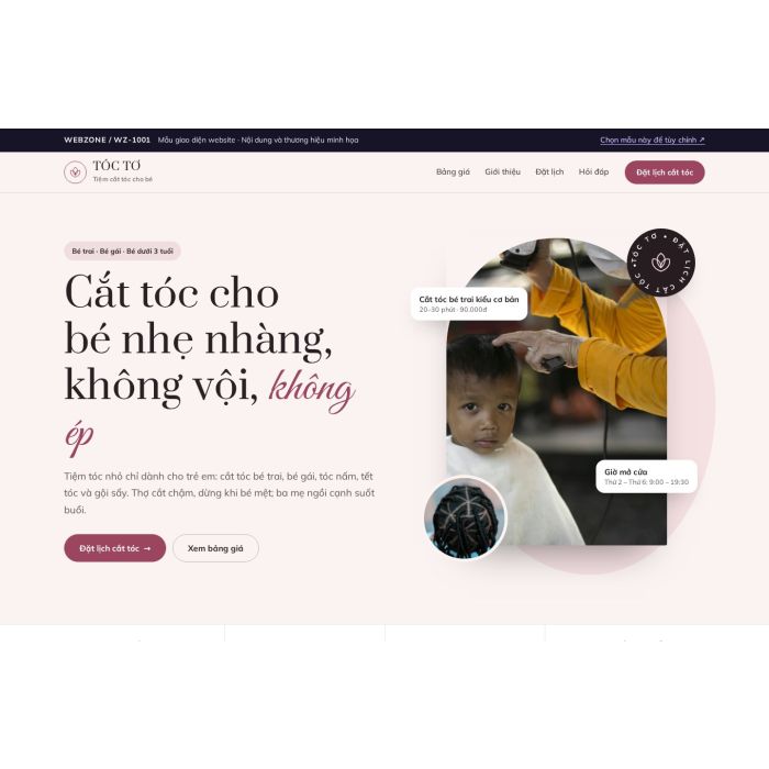 Ảnh chụp Mẫu giao diện tiệm cắt tóc trẻ em — Thanh lịch | WZ-1001