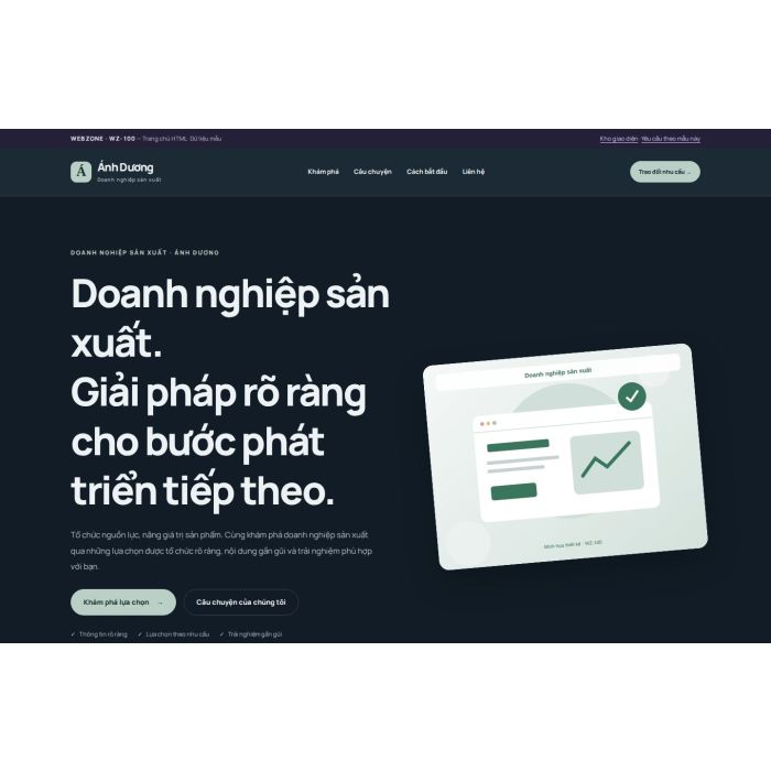 Ảnh chụp Giao diện HTML doanh nghiệp sản xuất — Nổi bật | WZ-100