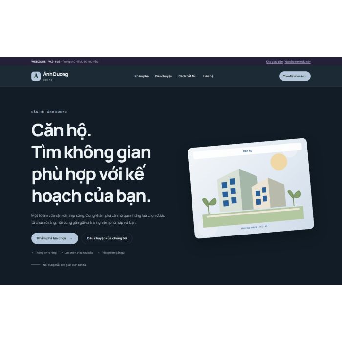 Ảnh chụp Giao diện HTML căn hộ — Nổi bật | WZ-145