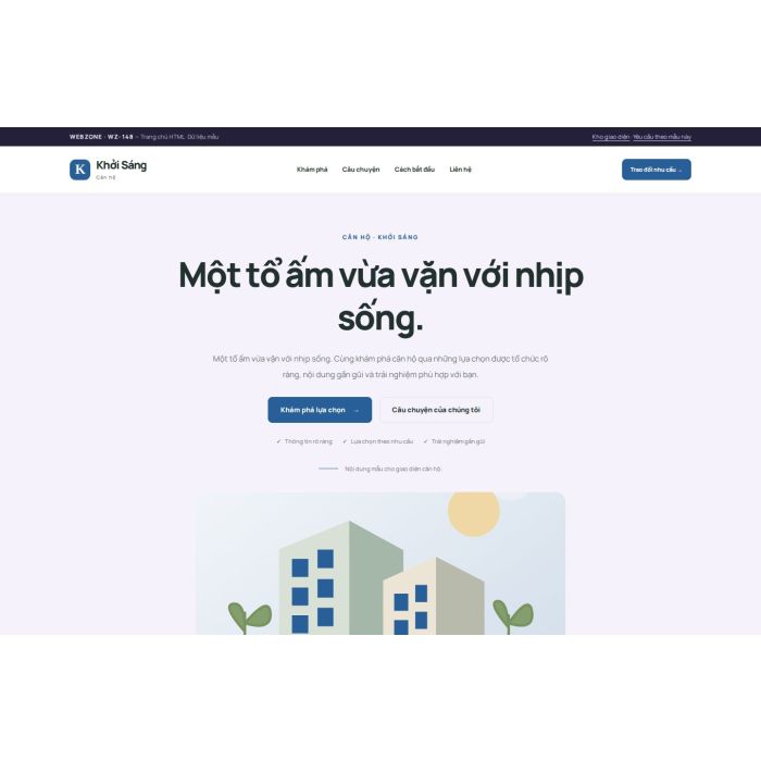 Ảnh chụp Giao diện HTML căn hộ — Tập trung chuyển đổi | WZ-148