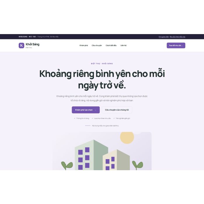 Ảnh chụp Giao diện HTML biệt thự — Tập trung chuyển đổi | WZ-158