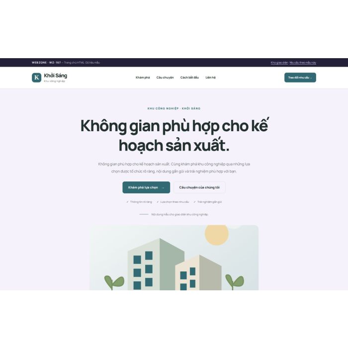 Ảnh chụp Giao diện HTML khu công nghiệp — Tập trung chuyển đổi | WZ-167