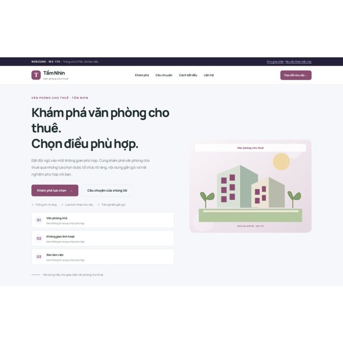 Ảnh chụp Giao diện HTML văn phòng cho thuê — Trưng bày | WZ-170