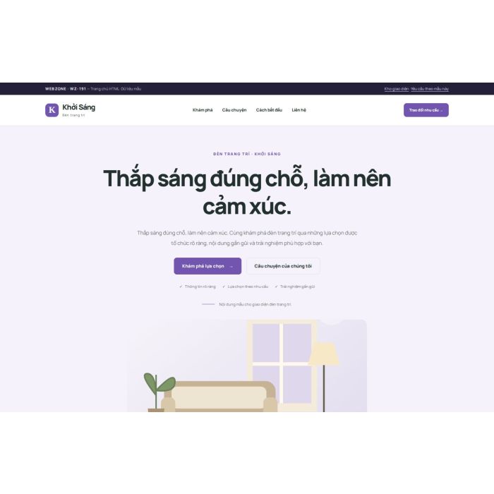 Ảnh chụp Giao diện HTML đèn trang trí — Tập trung chuyển đổi | WZ-191