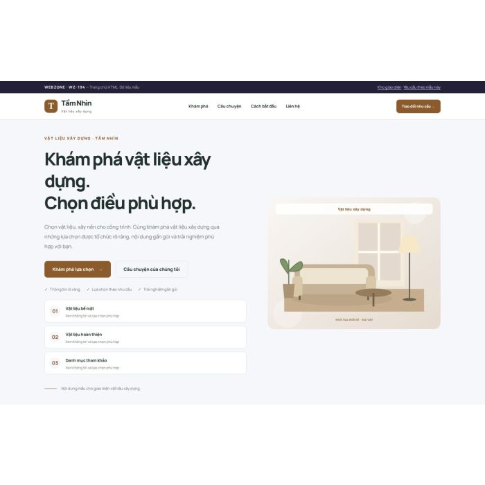 Ảnh chụp Giao diện HTML vật liệu xây dựng — Trưng bày | WZ-194