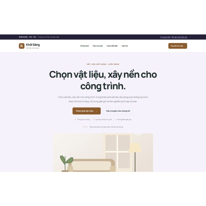 Ảnh chụp Giao diện HTML vật liệu xây dựng — Tập trung chuyển đổi | WZ-196