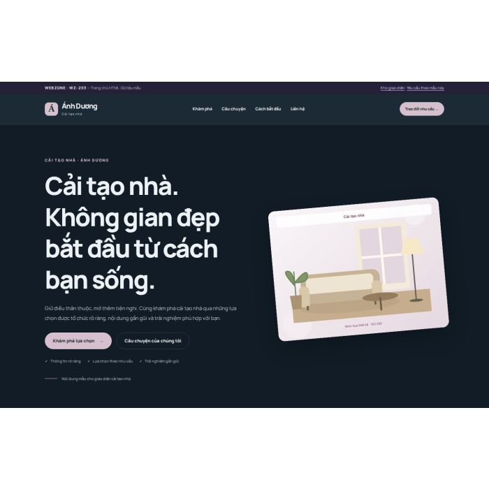 Ảnh chụp Giao diện HTML cải tạo nhà — Nổi bật | WZ-203